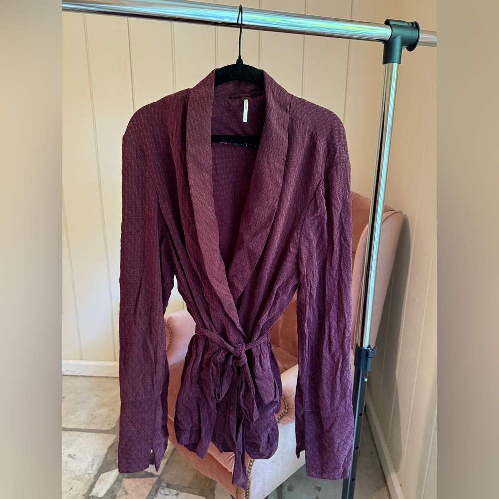 Free People Deep Purple Textured Cardigan